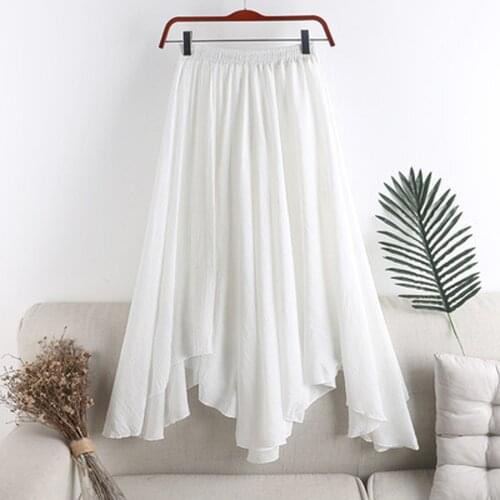 SISHION Black White Blue Linen Skirt Bohemian Long Irregular Skirt 2021 Summer Beach Skirt SP1342 Y2K egirl