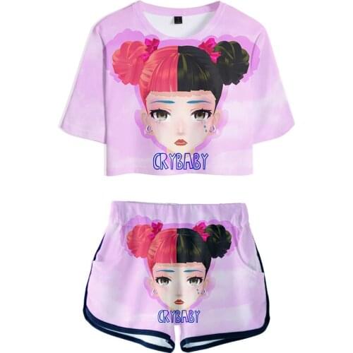 Ladies suit kawaii Women Sportswear Two Piece Set Harajuku T-shirt Umbilical T-shirt Casual Girls summer swimming suits