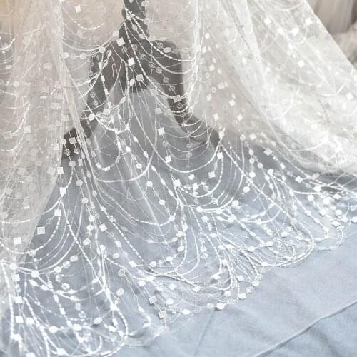 1 Meter Very Large Luxury Feather Beading Embroidery Lace Fabric Cloth Wedding Dress Ribbon Trim DIY Sewing Lace Edge