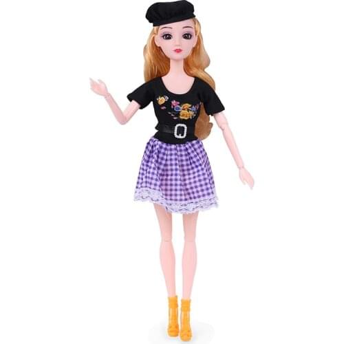 1 Pcs Handmade Fashion Outfit Black Purple Round neck Skirt Dress Daily Casual Wear Doll Clothes for Barbie Doll Accessories