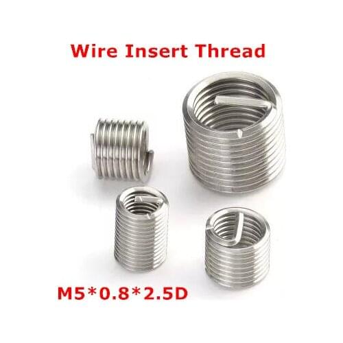 100pcs M5*0.8*2.5D Wire Thread Insert , M5 Screw Bushing , stainless steel Wire Screw Sleeve Thread Repair