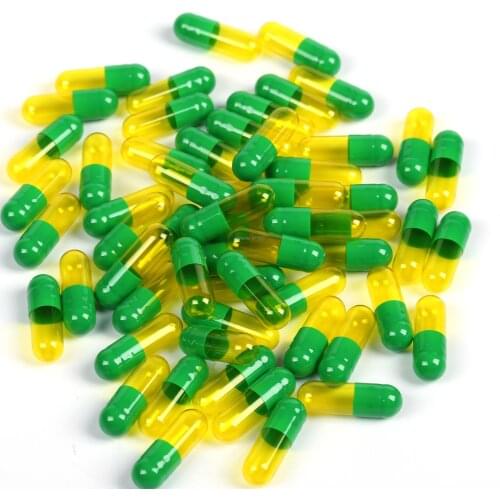 10,000pcs 0# Green-Yellow translucent colored empty gelatin capsules sizes 0 (joined or seperated capsules available!)