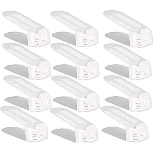 12 Packs Adjustable Shoe Slots Organizer,Shoe Racks,Shoe Holder Storage,Shoe Stacker For Girls,Ladies&Family