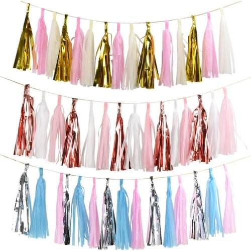 15Pcs(3packs) 12*35cm Tissue Paper Tassels Garland Wedding Decoration Birthday Baby Shower Party Home Paper Craft Supplies