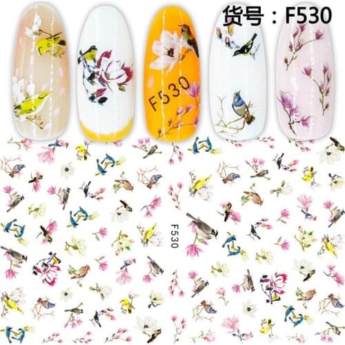 Sparrow Bird Flower adhesive 3d nail sticker foil nails art decoration cute cartoon designs nail decals manicure supplies tool