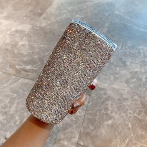 550ml Shiny Full Diamond Vacuum Flask Coffee Cup Stainless Steel Portable Hot Water Bottle Thermos Car Ice Master Mug Gifts