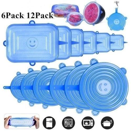 6/12 Pieces of Reusable Heat-resistant Silicone Stretch Lid Food Packaging Lid Food Preservation Packaging Kitchen Accessories
