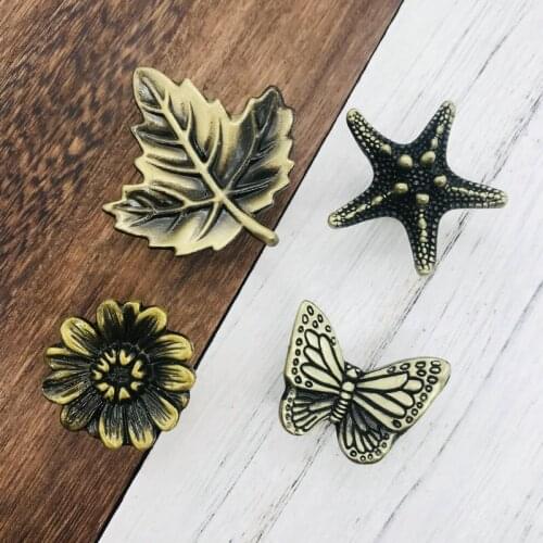 6PCS Retro Alloy Kitchen Drawer Cabinet Door Handle Furniture Knobs Hardware Cupboard Antique Pull Handles,Bronze Tone