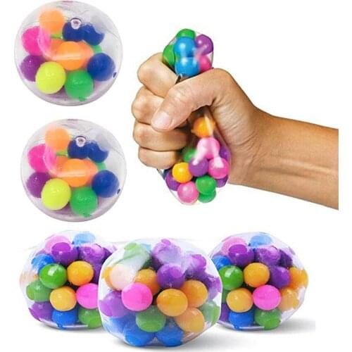 AINOLWAY Squishy Stress Ball for ADHD Kids(Pack of 4)-Squeeze Sensory Bead Ball for Adult-Stress Relief BallsToys