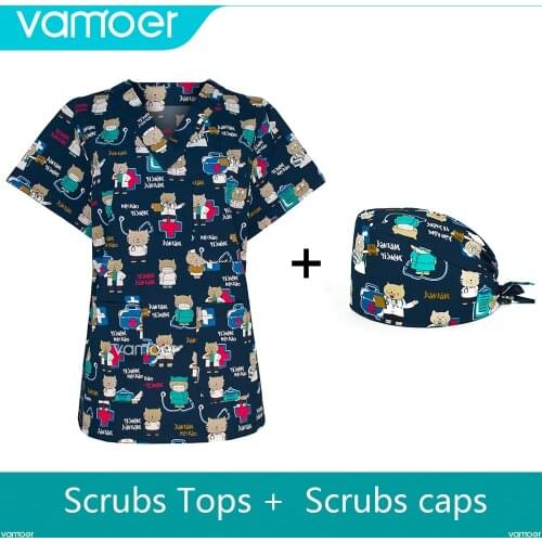 Pharmacy pet Hospital Staff Scrubs tops V-neck Shirt Uniform Unisex Dental Clinic Supplies Nurse Work clothes surgical uniforms