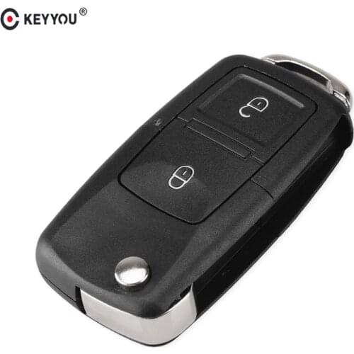 KEYYOU 2 Buttons Flip Folding Key Shell CaseFor Volkswagen VW MK4 Bora Golf 4 5 6 Passat Polo Bora Touran No Blade No Battery