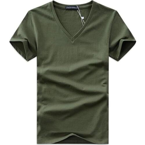 T Shirt Men Korean Short Sleeve V Neck Solid Color Fashion Simple Casual Tops Fitness Gym Summer T-shirt tshirt Men Dropshipping