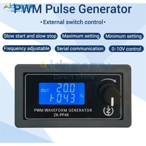 PP4K DC 3.3-30V Digital Display RPM Adjustable PWM Pulse Generator Lighting LED Motor Speed Controller Slow Start and Slow Stop