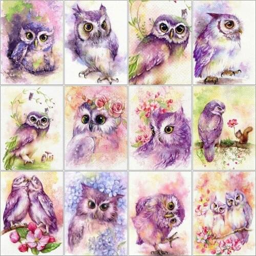 HUACAN Pictures By Number Owl Animal Oil Painting Art Gift DIY Coloring By Numbers Cartoon Kits Home Decor