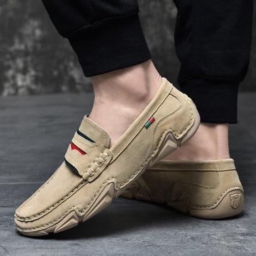 2021 Men Shoes Genuine leather Comfortable Men Casual Shoes Chaussures Flats Men Slip On Lazy DriverShoes Loafers Zapatos Hombre