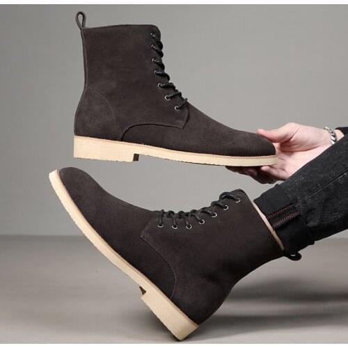 ZSAUAN Size 37 44 Dropshipping Cow Suede Men Boots Leather Luxury Pointy Zipper Chelsea Men Boots High Top Winter /Spring Shoes