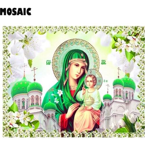 Jesus Christ 5D DIY Diamond Embroidery Religion Diamond Painting Icon Kit Madonna and baby Pictures Of Rhinestones wall art New