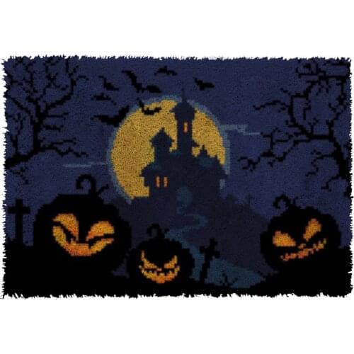 Latch Hook Rug Kits Halloween Crocheting Carpet Rug 100% Acrylic Yarn Cushion Mat DIY Carpet Rug Home Decor 61cmX85cm