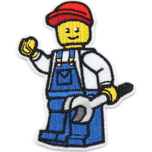 Maintenance Worker Embroidery Patches Iron on Clothing Kids Cartoon Cute Badge Felt Fabric Applique for Tshirt hoodies Free Ship