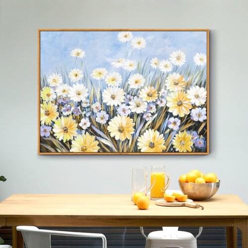Wall Art Canvas Painting Daisy Flower Nordic Posters And Prints Wall Pictures For Living Room Kitchen Decor No Frame