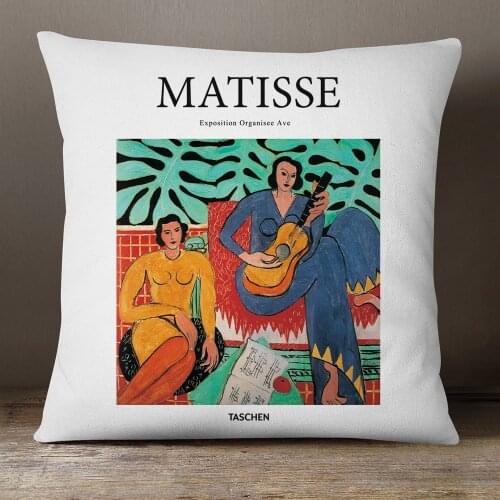 Henri Matisse Cushion Covers Portrait Art Hand Painting Beige Linen White Polyester Pillow Case 45X45cm Sofa Decoration