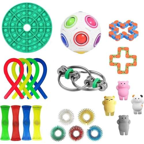 Fidget Sensory Toy Set Anti Stress Stretchy Strings Mesh Marble Relief For Adults Children Autism Anxiety Stress Relief Toys