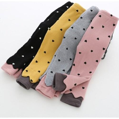 Autumn Winter Toddler Girls Pants Thicken Plus Velvet Love Print Girls Leggings Elastic Waist Skinny Pants Leggings For Girls