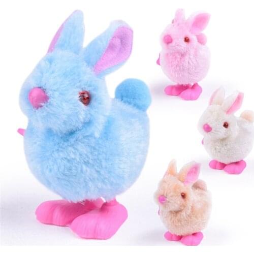 Plush Bunny Toys Infant Child Stuffed Toys Hopping Wind Up Collect Easter Day Gift Rabbit Toy Random Color Educational Toys Y
