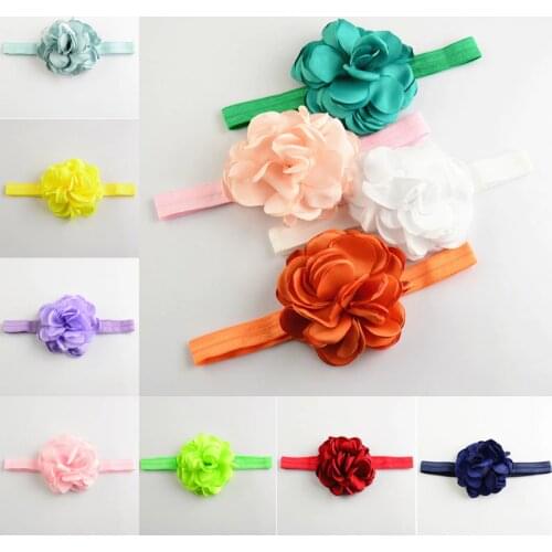 Baby Girl Elastic Large Baked Side Flower Headband Children Hair Rubber Headwear Gift Skinny Stretchy Bowknot Flower Hair Bands