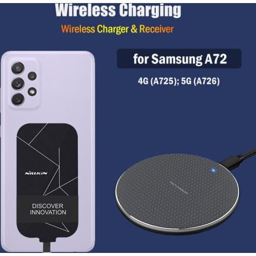Qi Wireless Charging for Samsung Galaxy A72 4G A725/A72 5G A726 Wireless Charger+Nillkin Receiver USB Type-C Connector Gift Case