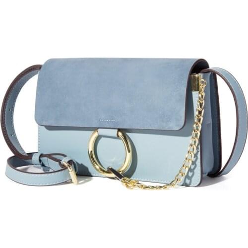 Bags for Women 2021 Luxury Designer Handbag Blue Circle Ring Chains Suede Bags for Girls Women Shoulder Bags Messenger Bag