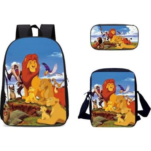 3pcs The Lion King Backpack Suit Disney Cartoons Printing Shoulder Bags+Pencil Case Student School Supplies Book Bags Gifts