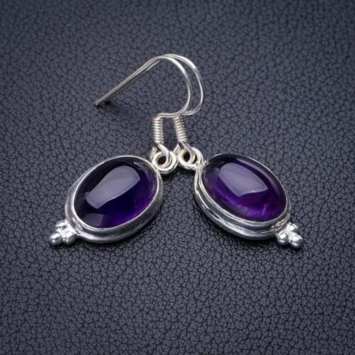 StarGems Natural Amethyst Handmade 925 Sterling Silver Earrings 1.5" E1151