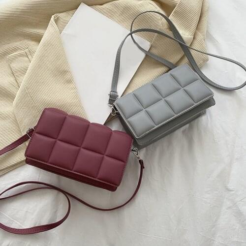 Fashion Solid Leather Handbag Female Square Lattice Envelope Tote Messenger Bags Popular Simple Female Daily Bag