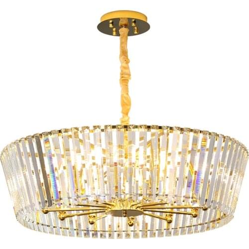 LED Postmodern Clear Crystal Golden Stainless Steel Chandelier Oval Lighting Fixture Lustre Suspension Luminaire For Dining Room