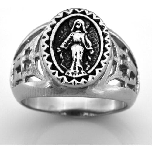FANSSTEEL Stainless Steel Jewelry the Virgin Mary Goddess Ring FSR07W43