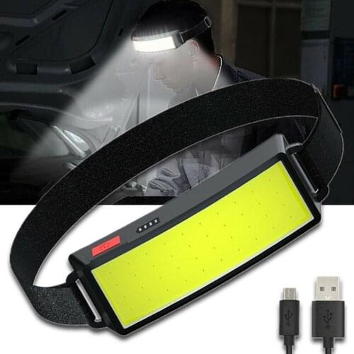 Waterproof Hiking LED Headlight with Battery Super Bright COB LED Work Headlamp USB Rechargeable Camping Fishing Headlight