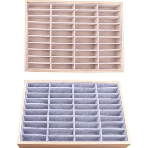 Jewelry Display Tray Velvet Earring Organizer Holder Storage Box 40 Grid