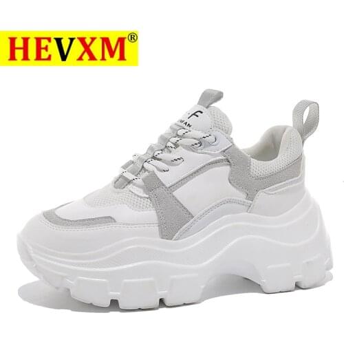 Women Chunky Sneakers Vulcanize Shoes Korean Fashion New Female Black White Platform Thick Sole Running Casual Shoe Woman 7cm