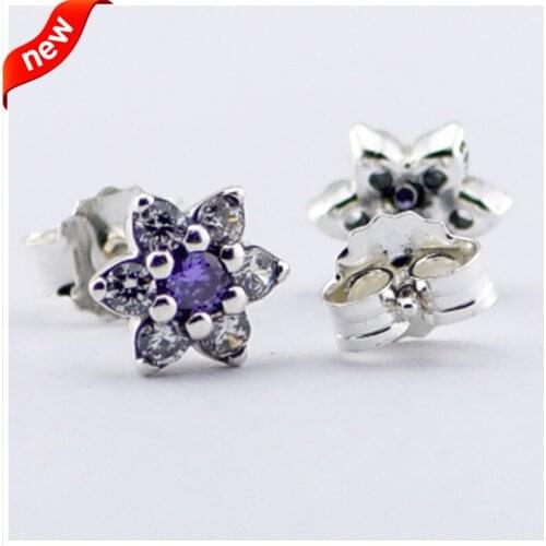 Forget Me Not Stud Earrings 100% 925 Sterling Silver Fine Jewelry For Women Free Shipping