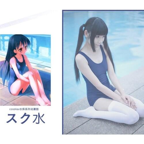 Japanese School Sexy Swimwear 2020 Summer Women One Piece Cosplay Swimsuit Sukumizu Bathing Suit Monokini Push Up Padded Bikinis