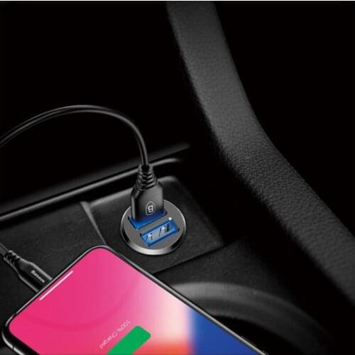 1Pcs New Car Charger Mini Dual USB 12v Lighter Socket Adapter fast charging Dual USB Car accessories Car styling Dropshipping