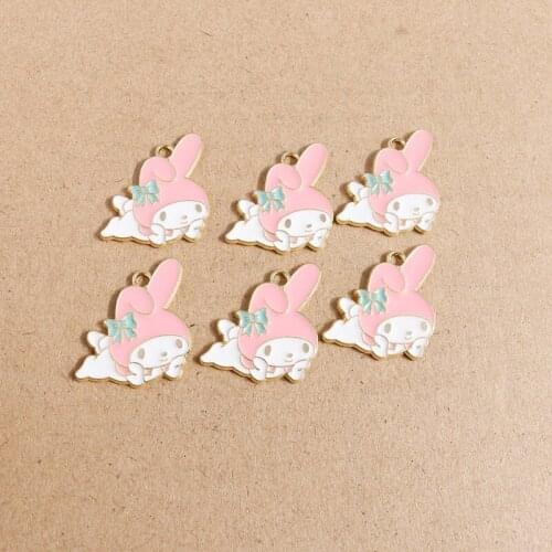 10pcs 29*23mm Cartoon Enamel Thinking Rabbit Charms for Jewelry Making Necklaces Pendants Earrings Keychain DIY Crafts Accessory
