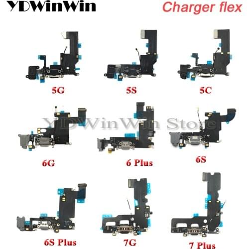 10pcs Charger Charging Port USB Dock Connector replacement For iPhone 5 5S 6 6S 7 Plus Headphone Audio Jack Flex Cable