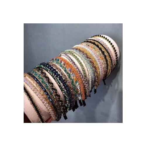 100pcs/lot DIY Multi Simple Drill Thin Headband Handmade Crystal Beads Head Bands Hair Styling Tools Accessory HA907