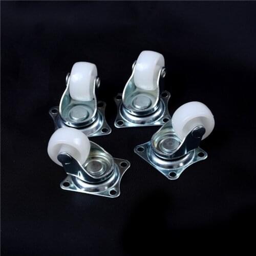 4pcs 1" Nylon Roller Wheel Castor 10kg Universal Swivel Casters White PP Wheels