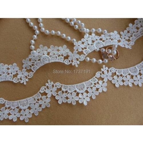 5 Yards new victorian white lace ribbon with sakura flower motif for wedding, headbands, jewelry lace