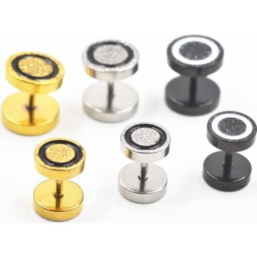 50pcs Glitter Stainlless Steel Body jewelry Ear Stud Fake Ear Plugs Cheat Tunnels Illussion Plugs Earring 8mm 10mm