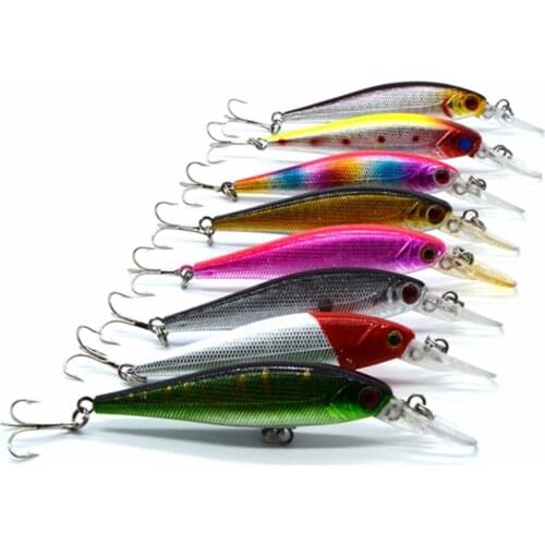 8pcs/lot 10cm/3.94in 9.6g/0.34oz Fishing Lure Minnow Hard Bait with 2 Fishing Hooks Fishing Tackle Lure 3D Eyes