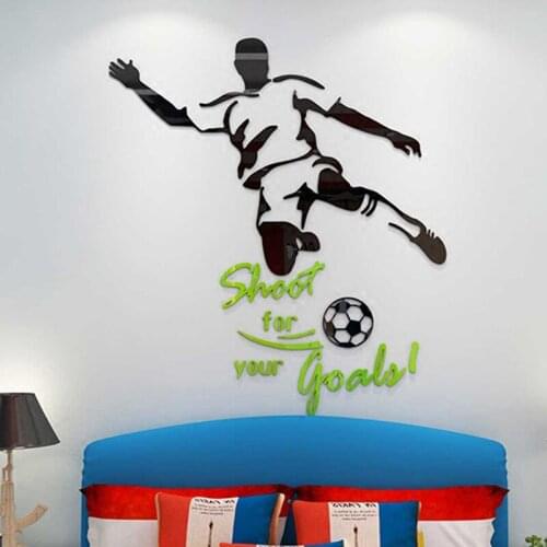 Football Acrylic 3D mirror wall stickers Living room bedroom DIY art wall decor stickers Sofa wall Inspirational wall decoration